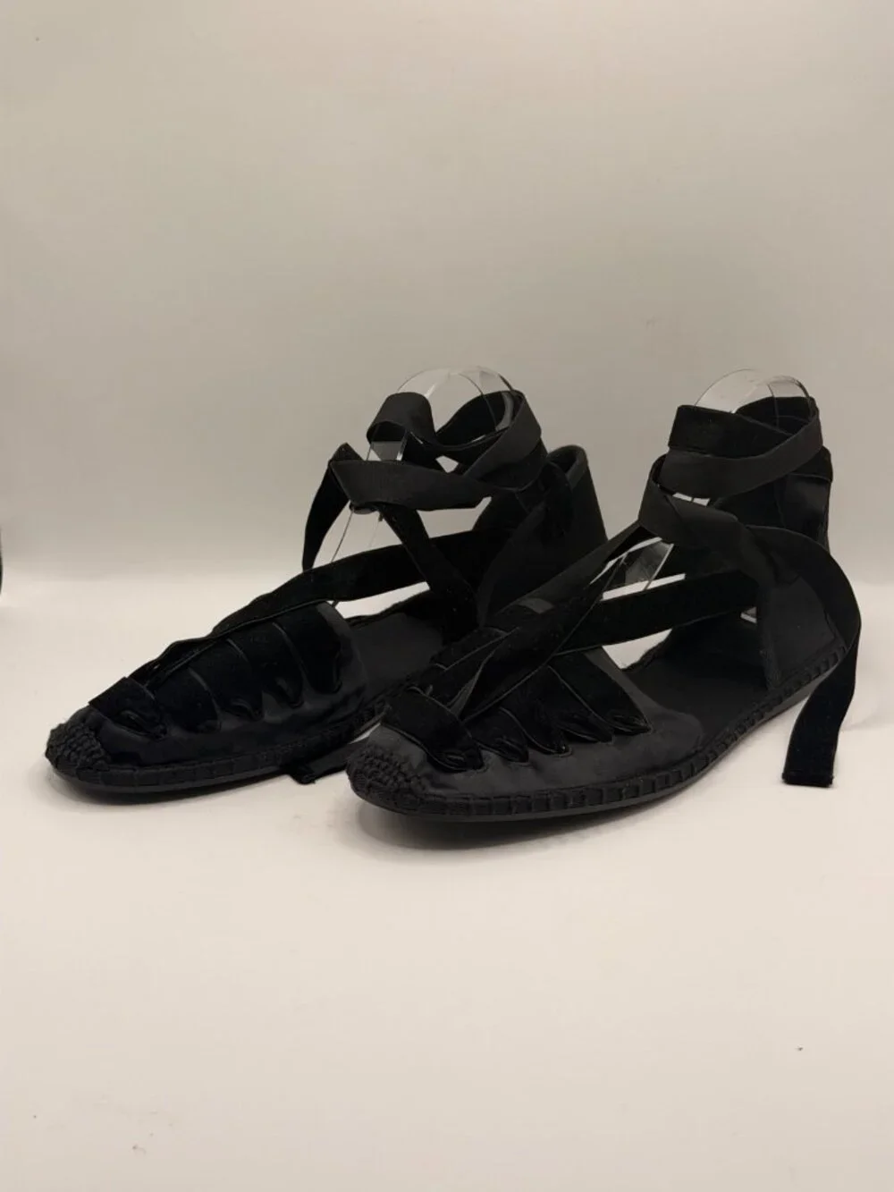 Ralph Lauren Women Black satin lace-up espadrille Sz 11 B